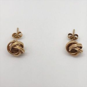 14k yellow gold knot vintage stud earrings heavy 3.23 grams